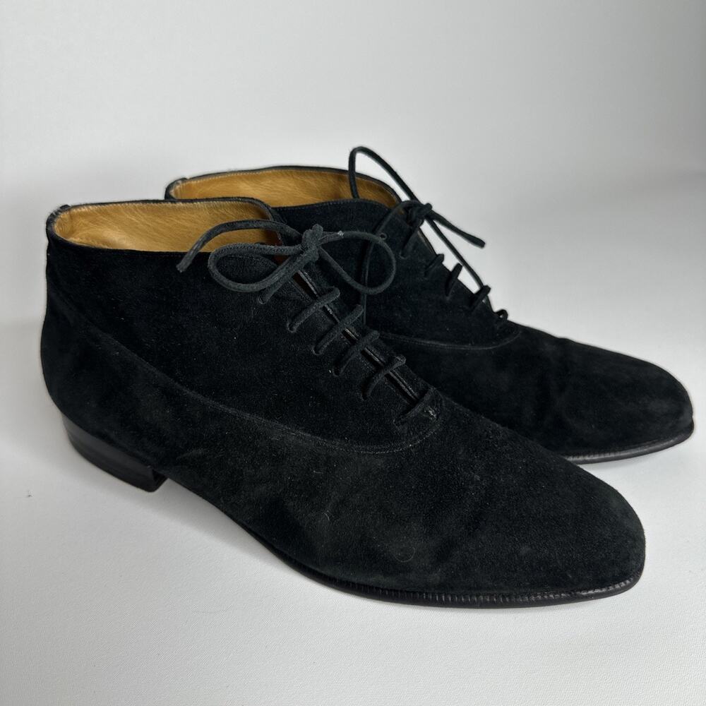 Dieter Kuckelkorn Womens Black Suede Laced Ankle Boots Size 4.5 EUR 35 Handmade